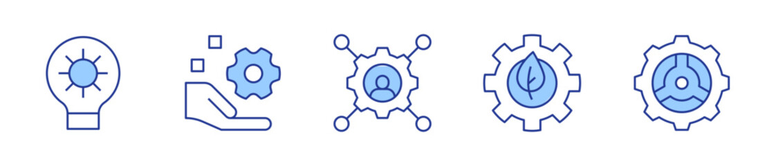 digital asset management, gears, skills, gear. Gear Icon vector illustration. Line Duotone style. Editable stroke