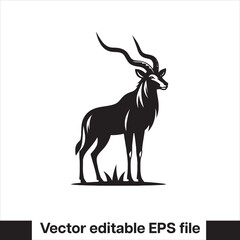 vector illustration in black and white of an antelope standing
