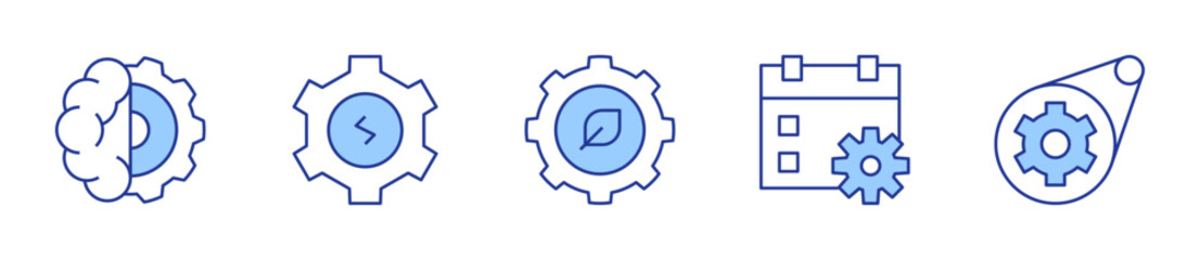 mind, gear, calendar. Gear Icon vector illustration. Line Duotone style. Editable stroke