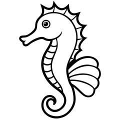 Elegant Seahorse Outline Illustration