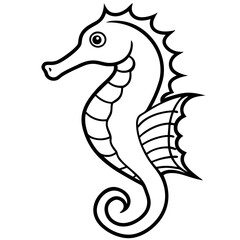 Fototapeta premium Elegant Seahorse Outline Illustration