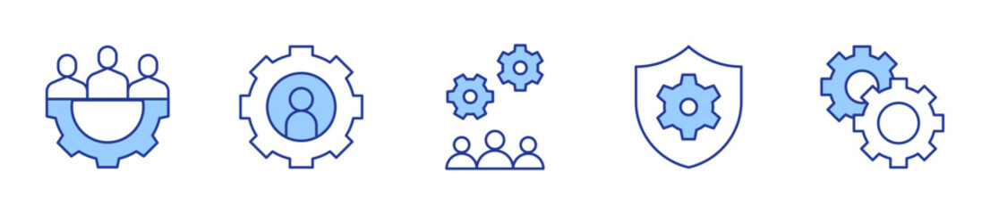 user, development, security, gears, group. Gear Icon vector illustration. Line Duotone style. Editable stroke