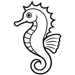 Elegant Seahorse Outline Illustration