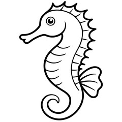 Elegant Seahorse Outline Illustration