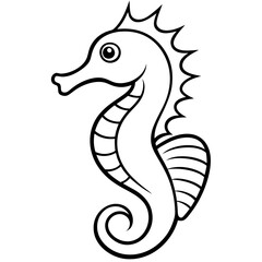 Elegant Seahorse Outline Illustration
