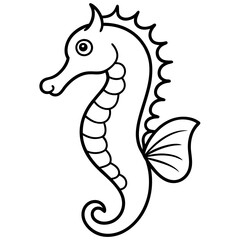 Elegant Seahorse Outline Illustration