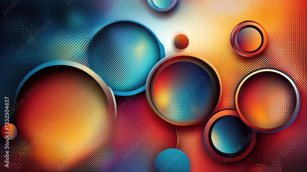 Poster abstract colorful circles design: a vivid symphony of overlapping shapes and gradient hues
