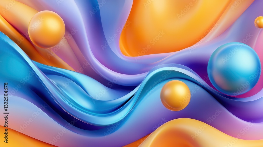 Poster captivating abstract digital artwork featuring a dynamic composition of swirling vibrant colors and 