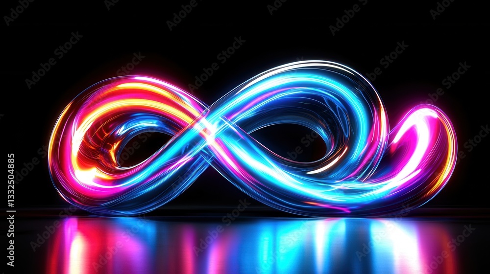 Poster mesmerizing and dynamic abstract design featuring vibrant glowing neon wave lines in a captivating b