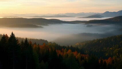 Breathtaking Sunrise Over Misty Mountain Ranges