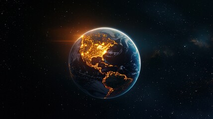 An abstract depiction of Earth connected by glowing energy grids