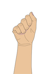 Fist raised up hand gesture symbol of strength and struggle