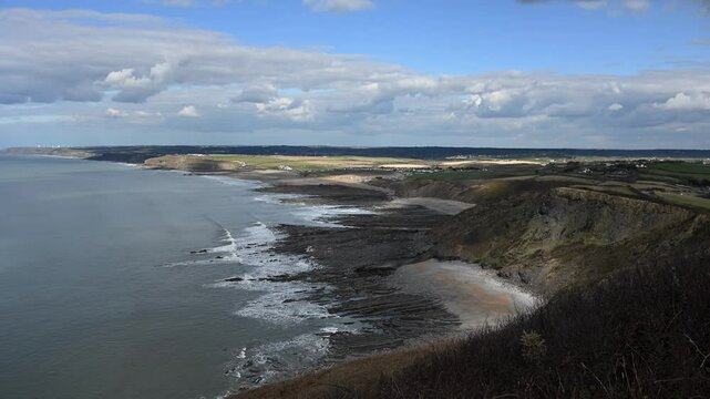 Sweeping sea landscape ay Widemouth bay Cornwall