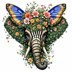 Metamorphosis: Butterfly Elephant Floral Fantasy Surreal Wildlife Art