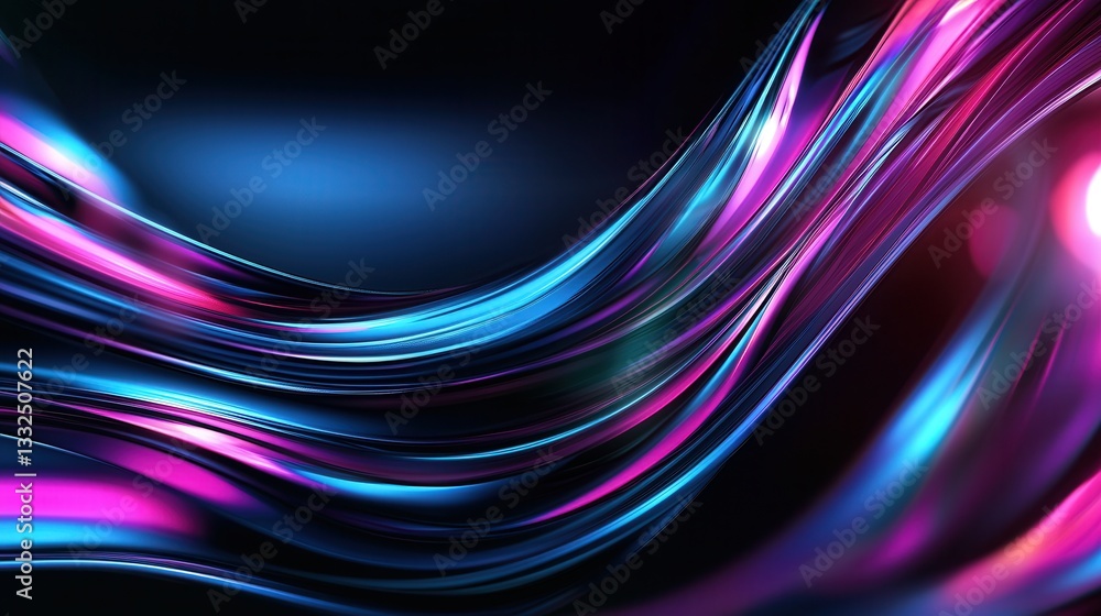 Poster vibrant and dynamic visualization of neon glowing sound waves creating a captivating and immersive d