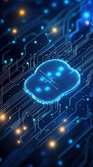 Fototapeta premium Digital Cloud Network with Abstract Circuit Board Background Design