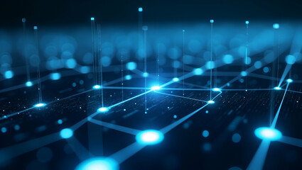 Fototapeta premium Futuristic Flat Design: Cyber Lines & Data Hubs for Modern Aesthetics