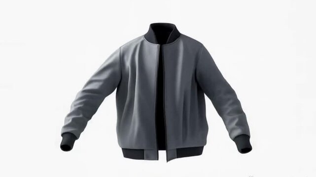 Stylish gray men's jacket mockup displayed on white background