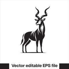vector illustration in black and white of an antelope standing