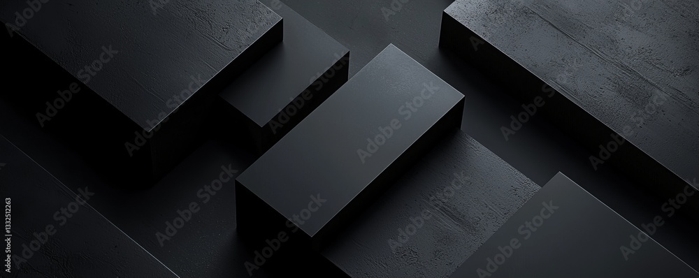 Poster abstract black geometric shapes and patterns.