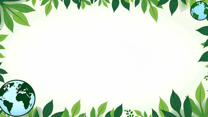 Obraz premium Earth Day Concept: Eco-Friendly Border Frame with Renewable Energy Symbols Surrounding Earth Globe - Perfect for Eco Greetings and Photo Stock with Copy Space