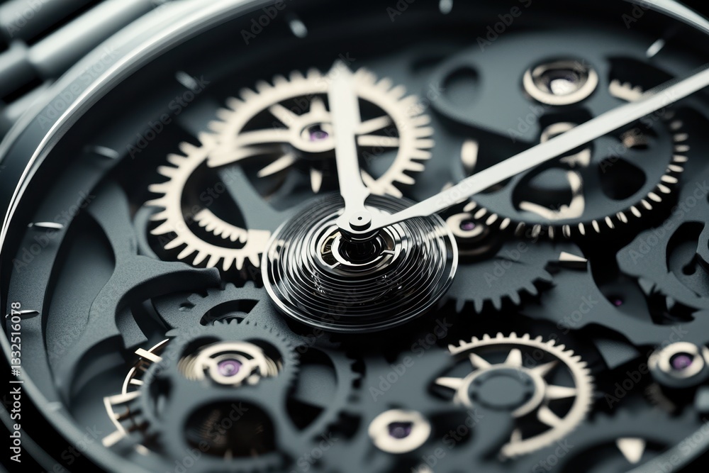 Poster intricate mechanics of a clockwork timepiece showcasing detailed gears and components