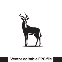 vector illustration in black and white of an antelope standing