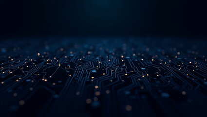 Obraz premium Futuristic Seamless Pattern of Abstract Tech Shapes and Circuit Lines: A Minimalistic Design Showcasing High-Tech Energy Concepts with Empty Space for Customization in Photo Stock