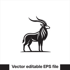 vector illustration in black and white of an antelope standing