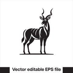 vector illustration in black and white of an antelope standing