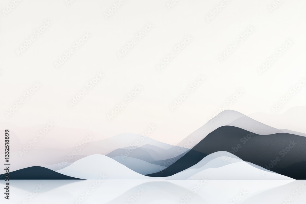 Aufkleber minimalist abstract design featuring fluid interconnected shapes and contrasting colors with signifi