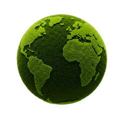 Earth-Shaped Terrain Covered with Moss  on Transparent Background, PNG format