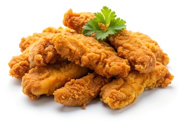 Crispy fried chicken appetizers, a tasty dish of assorted cooked meat with sweet sauce