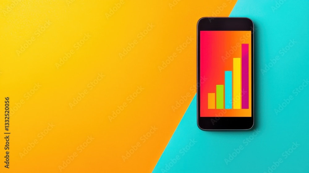 Aufkleber colorful smartphone displaying graphical data on bright background