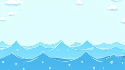 Blue water waves and water purifier symbols border with copy space for World Water Day concept as Blue water waves water purifier symbols border providing space for messages on clean water initiatives