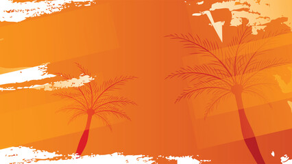 vibrant summer background featuring palm tree silhouettes and an orange grunge design, perfect for tropical-themed projects and creative designs.