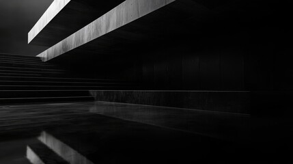 Fototapeta premium Minimalist architecture with modern dark materials.