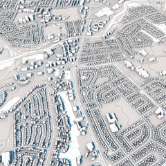 Alberta City Canada Map, 3D Rendering