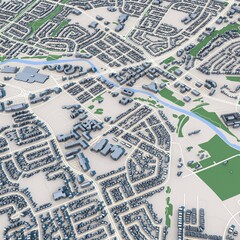 Alberta City Canada Map, 3D Rendering
