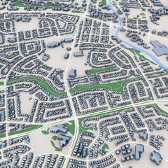 Alberta City Canada Map, 3D Rendering