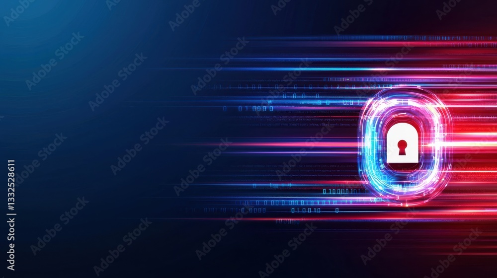 Poster digital security lock with motion blur on a dark background