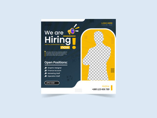 We are hiring job social media posts, ads banner template, Job job vacancy square flyer or web banner Template design