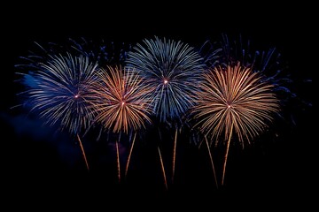 Blue and Orange Fireworks Night Sky Texture
