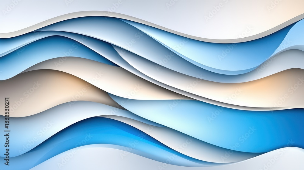 Poster shadow line wave design with abstract waves in soft blue and muted gray tones, incorporating clean l