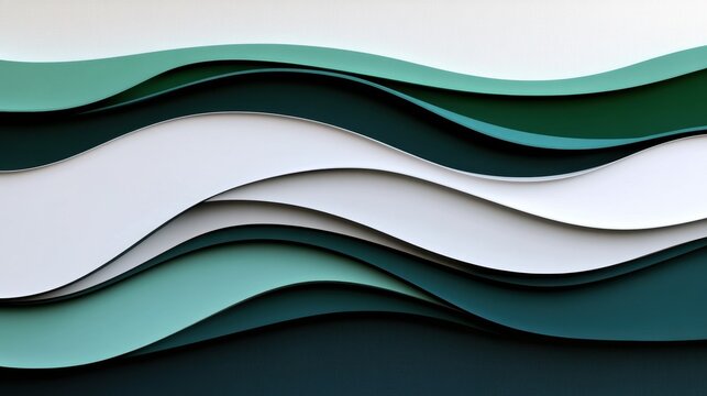 Wave geometric pattern with overlapping lines and subtle shadow effects in dark green and light gray, creating a dynamic, corporate backdrop that symbolizes growth and strategy.