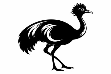 cassowary line art silhouette vector illustration