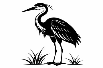 egret line art silhouette vector illustration