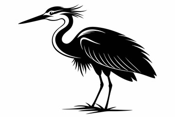 egret line art silhouette vector illustration