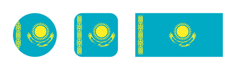 Kazakhstan flag icon set