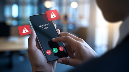 Unknown Caller Warning: Scam call, phone security, call warning, fraud prevention, phone scam, telemarketing fraud, spam protection, call blocking, scam alert, phishing call, caller ID, spam detection